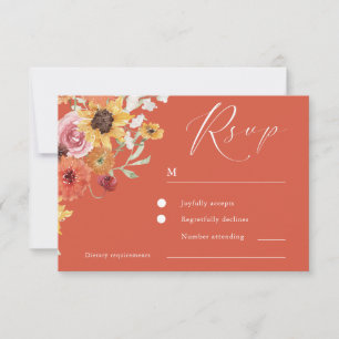 Bold Summer Floral Modern Wedding RSVP Card
