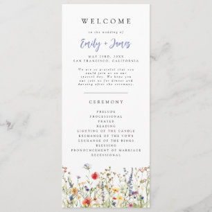 Bold Summer Floral Wedding Program Programme