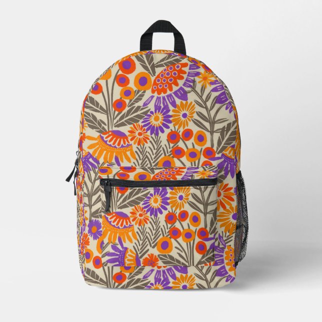 Bold Summer Garden floral Printed Backpack (Front)