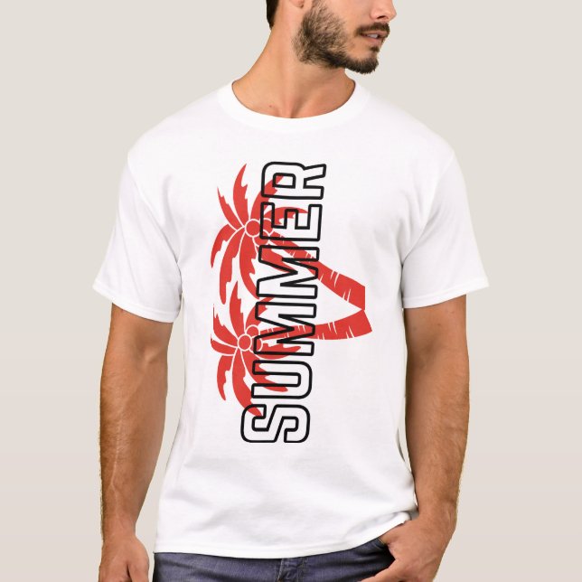 Bold Summer Graphic T-Shirt | Red tropical  (Front)