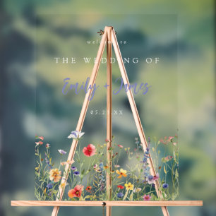 Bold Summer Wildflower Wedding Welcome Acrylic Sign