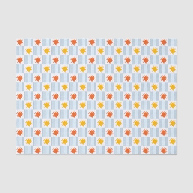 Bold Sunburst Chequerboard Tissue Paper - M (Front)
