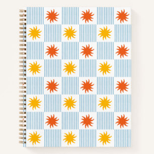 Bold Sunburst Striped Chequerboard Notebook - L