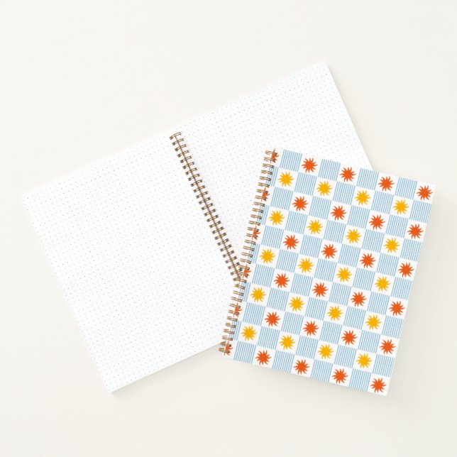 Bold Sunburst Striped Chequerboard Notebook - M (Inside)