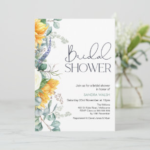Bold Sunflower and Eucalyptus Bridal Shower  Invitation