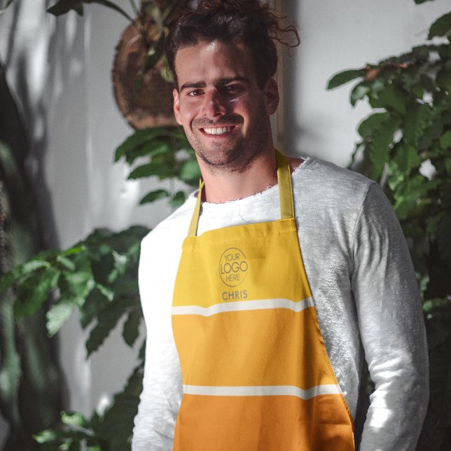Bold Sunrise Red Orange Stripe Logo  Apron (Creator Uploaded)