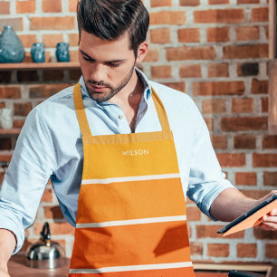 Bold Sunrise Red Orange Stripe Monogram Apron