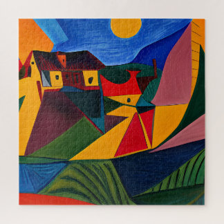 Bold sunset Picasso art Jigsaw Puzzle