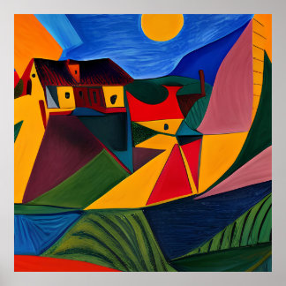 Bold sunset Picasso art Poster
