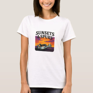 Bold Sunset Purple Western Spurs Graphic T-Shirt