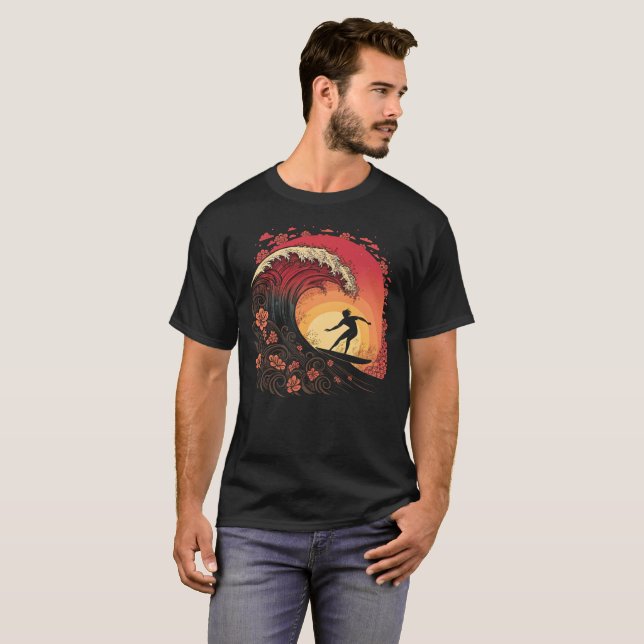 Bold Surfer Silhouette Wave Rider Tee (Front Full)
