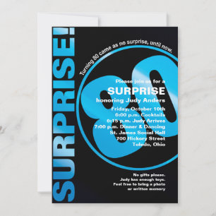 Bold Surprise Birthday Invitation - Blue 80th