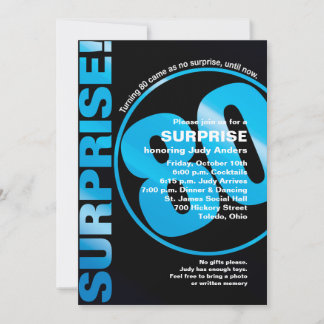 Bold Surprise Birthday Invitation - Blue 80th
