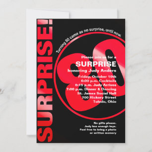 Bold Surprise Birthday Invitation - Red 80th
