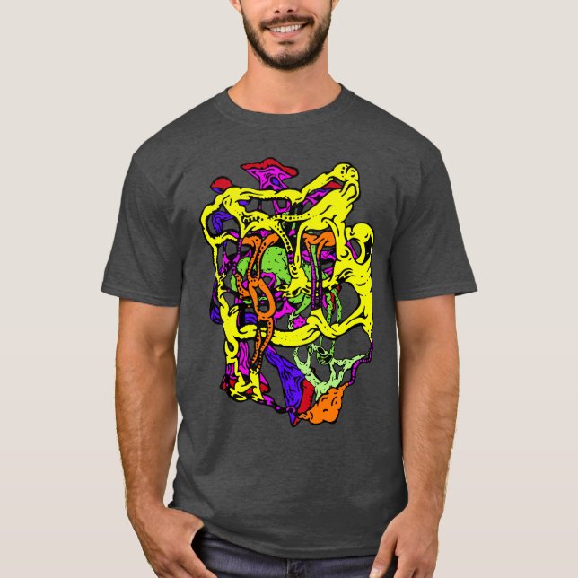 Bold Surreal Abstract Design in Multiple Colours T-Shirt (Front)
