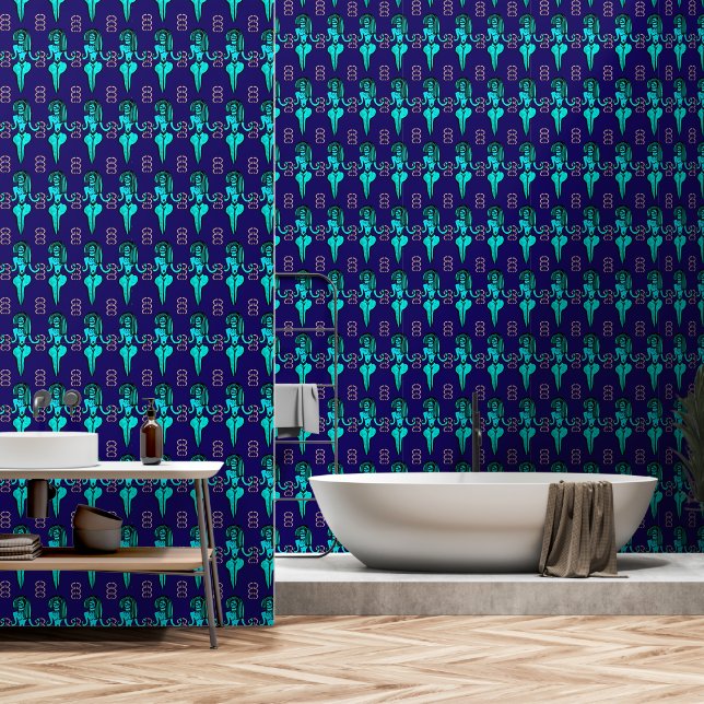 Bold Surreal Female Figure Pattern Wallpaper  (Bathroom)