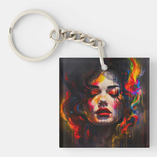 Bold Surreal Portrait  Key Ring (Front)