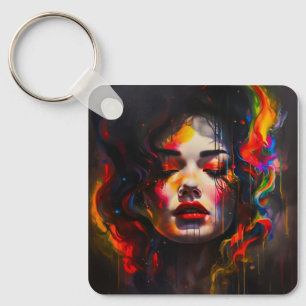 Bold Surreal Portrait  Key Ring