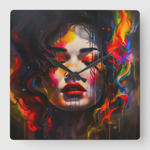 Bold Surreal Portrait Square Wall Clock