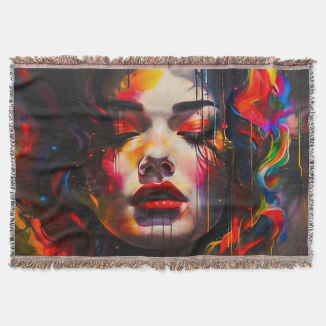 Bold Surreal Portrait  Throw Blanket (Front)