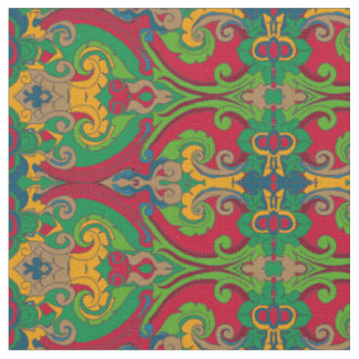 Bold Swirls Fabric (Green and Red)