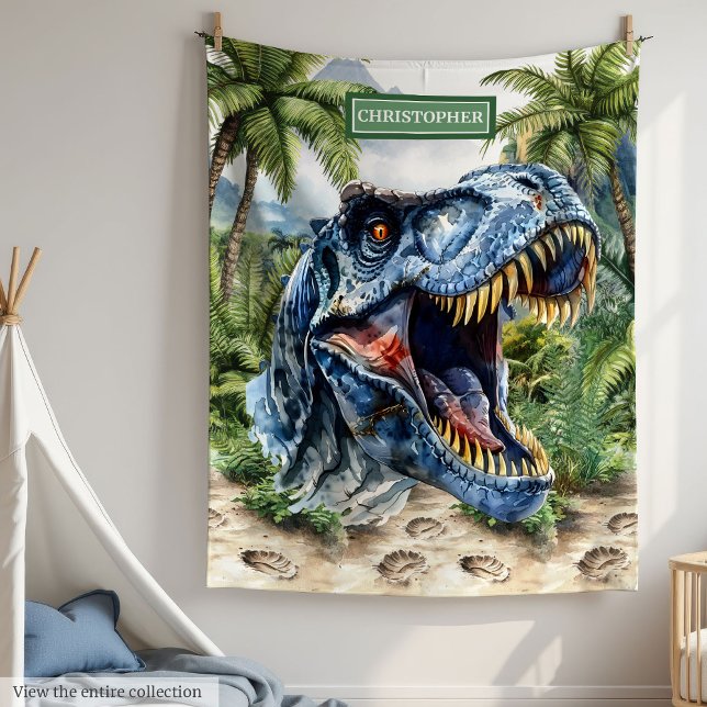 Bold T-Rex Blanket Custom Name Personalised Boys (Bold T-Rex Blanket Custom Name Personalized Boys)