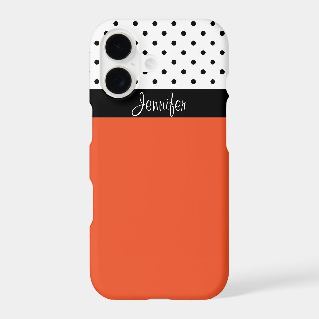 Bold Tangerine Orange & White Black Dotted Pattern (Back)