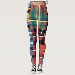 Bold Tartan Mash-Up Pattern Leggings
