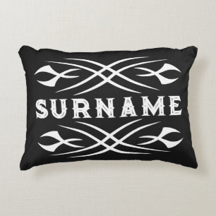 Bold tattoo art decor pillow for home or business
