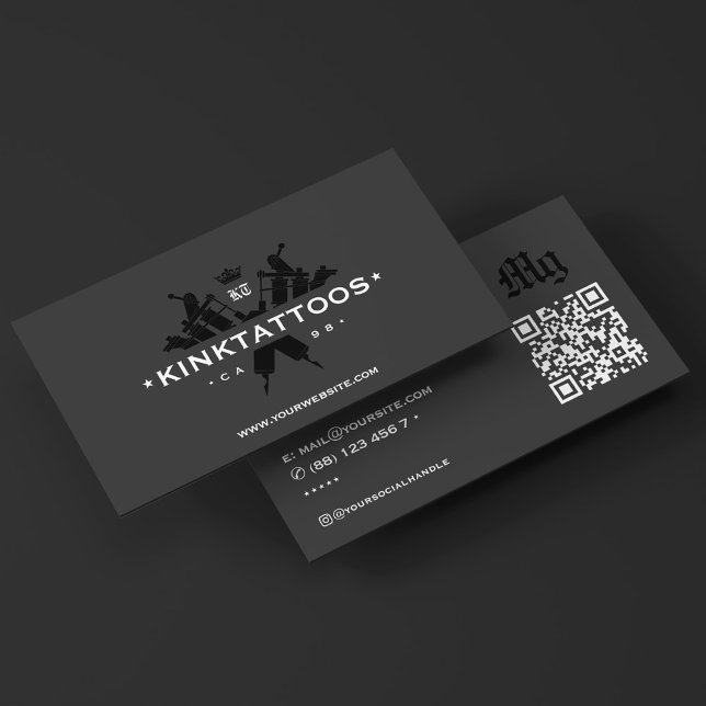 Bold Tattooist Tattoo Artist Crown Charcoal Business Card (Bold Tattooist Tattoo Artist Crown Charcoal Business Card
)
