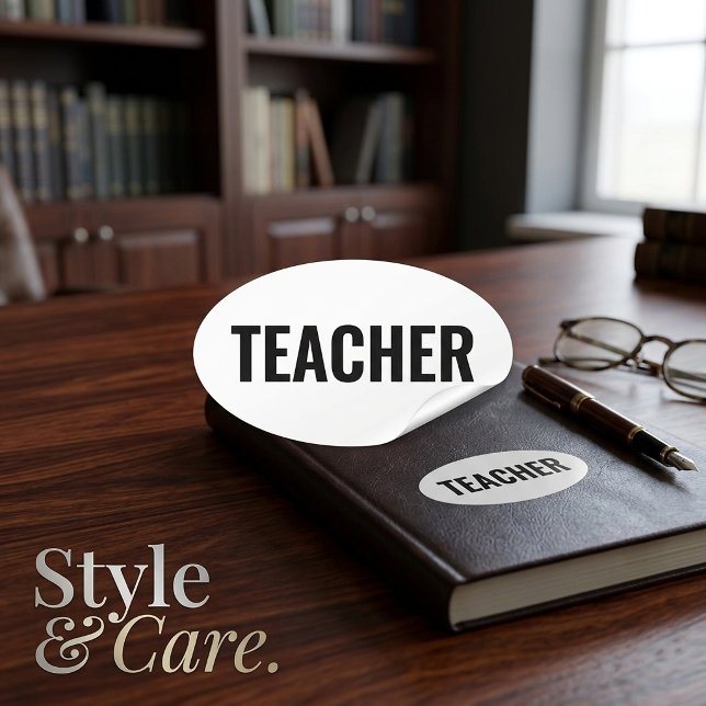 Bold TEACHER Text Oval Sticker for Classroom Use (Bold TEACHER Text Oval Sticker for Classroom Use)