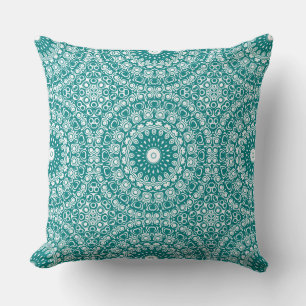 Bold Teal Mandala Pattern Cushion