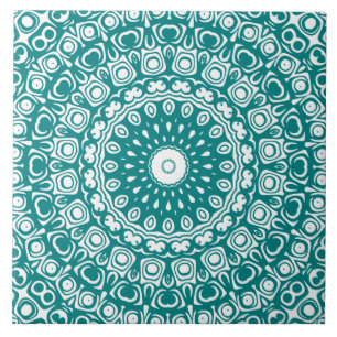 Bold Teal Mandala Pattern Tile