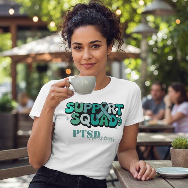 Bold Teal PTSD Support Squad Tri-Blend Shirt (Creator Uploaded)