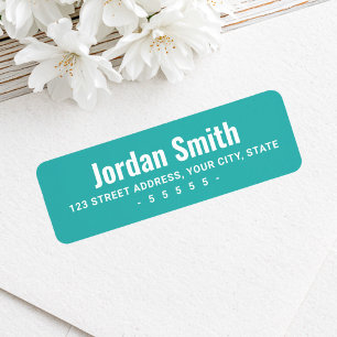 Bold teal white modern return address