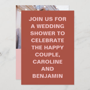 Bold Terracotta and Blush Photo Couples Shower Invitation