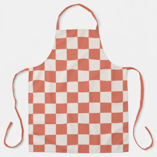 Bold Terracotta Cream Chequered Pattern Apron