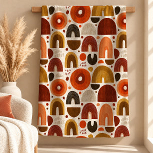 Bold Terracotta Rust Boho Rainbow Throw Blanket Ar