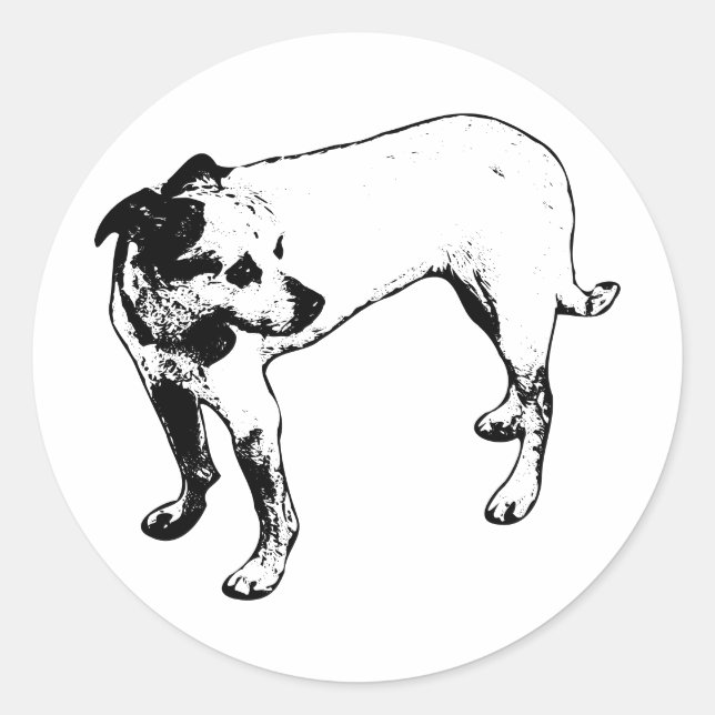 Bold Terrier Mix Full‑Body Profile Sticker (Front)