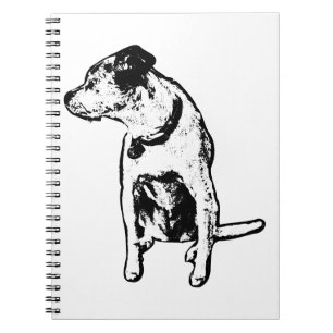 Bold Terrier Mix Sitting Ink Art Notebook