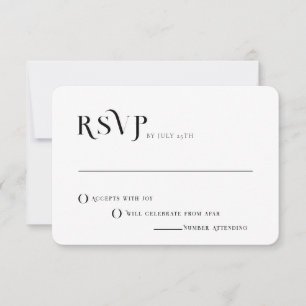 Bold Text Black and White Chic Modern Wedding RSVP Invitation