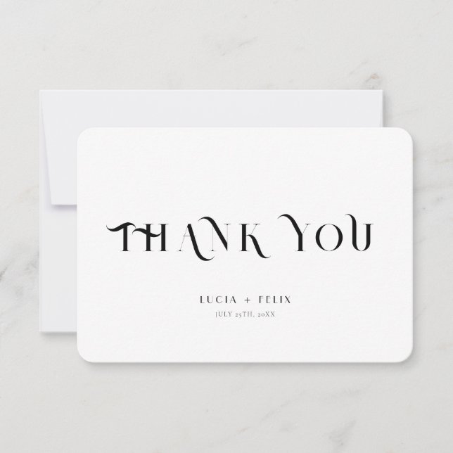 Bold Text Black and White Modern Thank You Card (Front)