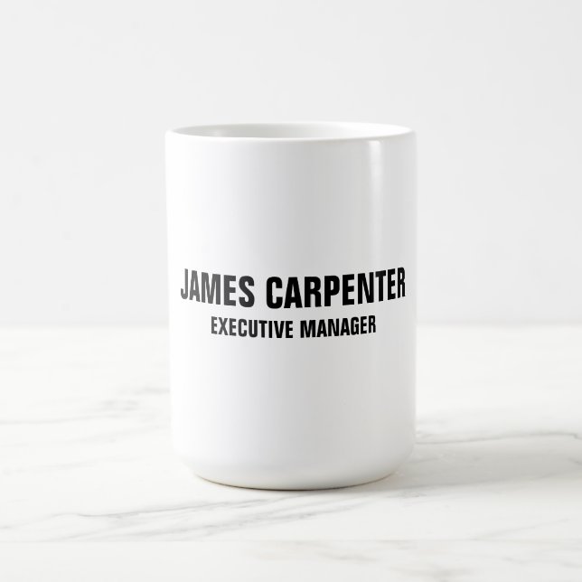 Bold Text Black White Modern Professional Coffee Mug (Center)