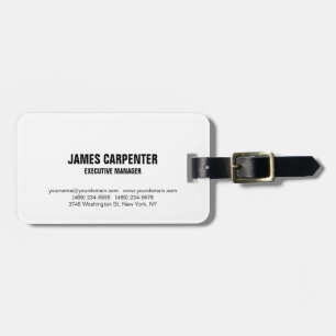 Bold Text Black White Modern Professional Luggage Tag