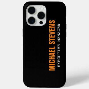 Bold Text Black White Orange Stylish Professional iPhone 15 Pro Max Case