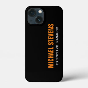 Bold Text Black White Orange Stylish Professional iPhone 13 Mini Case