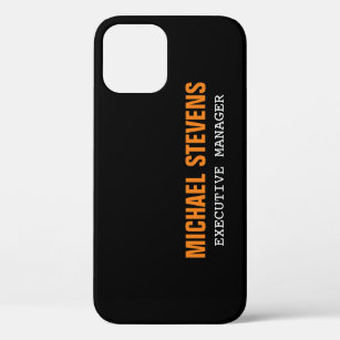 Bold Text Black White Orange Stylish Professional iPhone 12 Pro Case