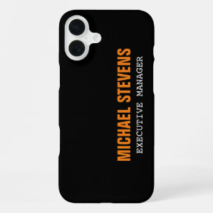 Bold Text Black White Orange Stylish Professional iPhone 16 Plus Case