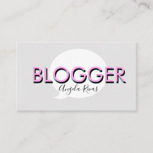Bold Text Blogger Grey Pink Business Card