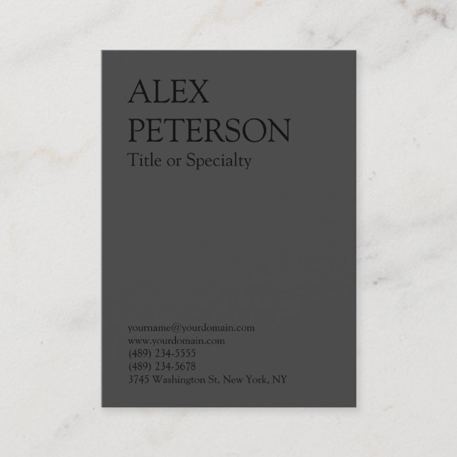 Bold Text Grey Black Professional Business Card (Front)